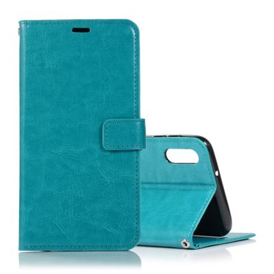 Crazy Horse textuur horizontale Flip lederen draagtas met houder & kaartsleuven & portemonnee & fotolijstjes voor Galaxy A10 (blauw)