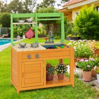 Modderkeuken Kinderen Buiten Kinderkeuken met Accessoires Speelkeuken met Realistische Fornuizen & Kraan