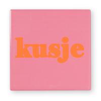 Siertegel Kusje - roze/oranje - 10x10x0.5 cm