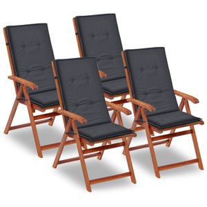 VidaXL Tuinstoelkussens rugleuning 4 st 120x50x3 cm stof antraciet