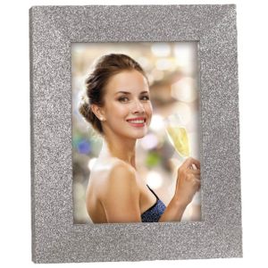 Houten fotolijstje zilver met glitters geschikt voor een foto van 15 x 20 cm   -