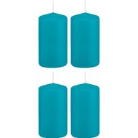 4x Turquoise blauwe cilinderkaarsen/stompkaarsen 6 x 12 cm 40 branduren - thumbnail