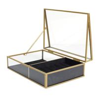 Home Deco Factory Sieradendoos - glas - goud metaal - 23 x 16 cm - organizer
