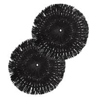 Secret de Gourmet Placemat Raffia - 6x - zwart - D38 cm - rond - tafel onderleggers