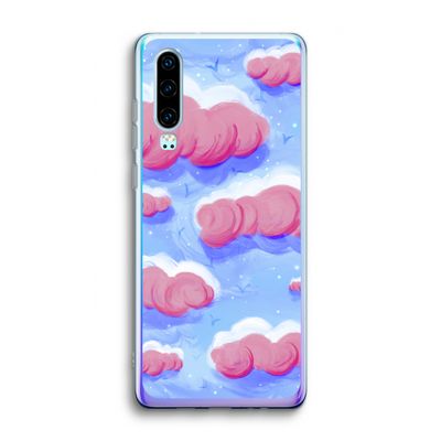 Roze wolken met vogels: Huawei P30 Transparant Hoesje