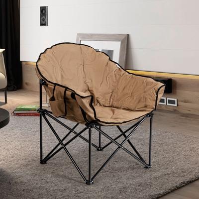 Extra Grote Campingstoel Opvouwbare Tuinstoel met Bekerhouder Hoge Rugleuning Gevoerde Klapstoel Maanstoel voor Buiten