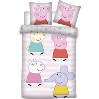 Peppa Pig peuterdekbedovertrek George Emily en Suzy 100 x 135 cm - Katoen