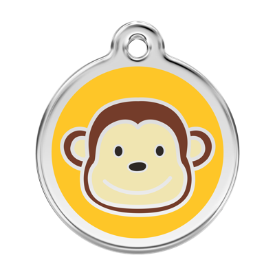 Monkey Yellow roestvrijstalen hondenpenning large/groot dia. 3,8 cm - Reddingo