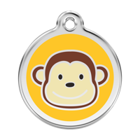 Monkey Yellow roestvrijstalen hondenpenning large/groot dia. 3,8 cm - Reddingo