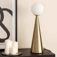 Tafellamp goud met opaalglazen kap E14 fitting stekker & schakelaar &apos;Elissa&apos;
