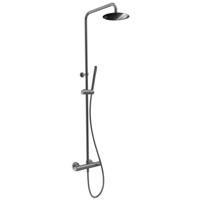 Regendouche set Xenz Duero | Opbouw | 20 cm | Thermostaatkraan | Telescopisch | Grafiet PVD
