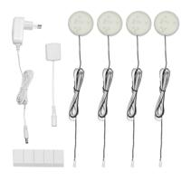 Set van 4 LED zelfklevende led spotjes - Complete set incl. voeding - Zilver Set van 4 LED zelfklevende led spotjes - Complete set incl. voeding - Zilver