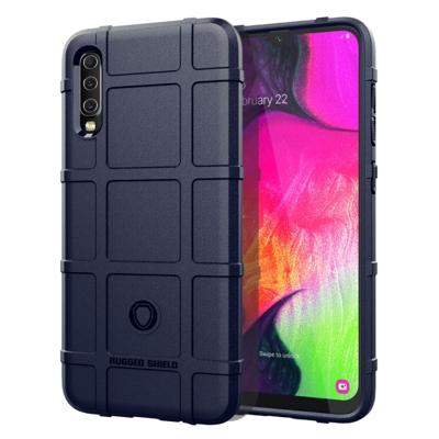 Schokbestendig Rugged Shield volledige dekking beschermende siliconen case voor Galaxy A70 (blauw)