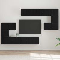 Tv-meubelset met opslag met de deur 8 pcs Zwart eiken