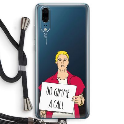 Gimme a call: Huawei P20 Transparant Hoesje met koord