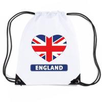 I Love Engeland - Great Brittain - hartjes vlag - nylon - sport - rugzak - wit I Love Engeland - Great Brittain - hartjes vlag - nylon - sport - rugzak - wit