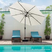 Parasol met 3 Verdiepingen Ø 300 cm Dubbel Geventileerde Tuinparasol met Zwengel aan Beide Zijden 45 Graden Knikbaar UV-Bescherming - thumbnail