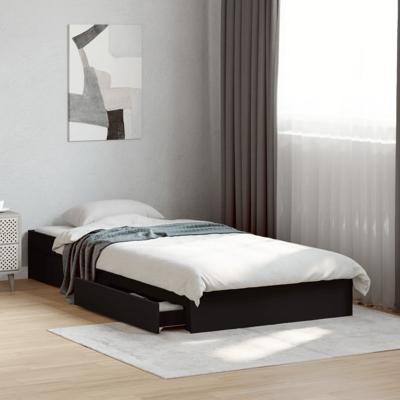 Bedframe met lades bewerkt hout zwart 90x190 cm