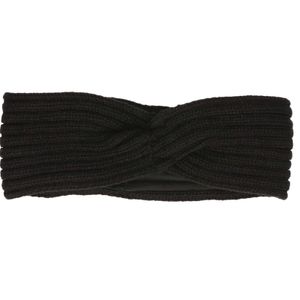Gebreide winter hoofdband zwart voor dames   -