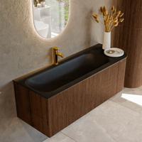 Badmeubel Mondiaz Kurve | 125 cm | Meubelkleur Walnut | Wastafelkleur Urban | Links spoelbak | 1 kraangat
