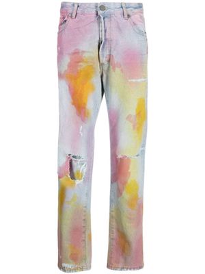 Palm Angels jean slim à imprimé tie-dye - Bleu
