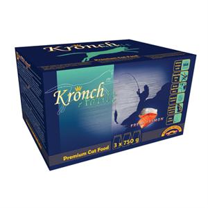 KRONCH PREMIUM KATTENBROK MET ZALM EN KIP 3X750 GR