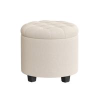 Ronde voetenbank met opbergruimte, lichtbeige