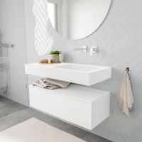 Mondiaz Alan badmeubel 100 cm talc 1 lade vrijhangend wastafel rechts zonder kraangat wit Mondiaz Alan badmeubel 100 cm talc 1 lade vrijhangend wastafel rechts zonder kraangat wit
