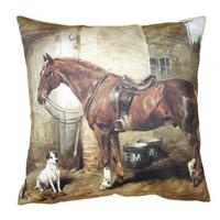 Clayre & Eef Kussenhoes 45x45 cm Bruin Polyester Paard Sierkussenhoes