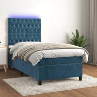 Boxspring met matras en LED fluweel donkerblauw 100x200 cm