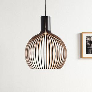 Hanglamp hout &apos;Bois&apos; zwart / blank hout E27 design