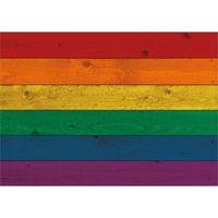 Poster van de regenboog vlag op hout 84 cm - thumbnail