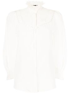 SHIATZY CHEN blouse en soie à col en dentelle - Blanc