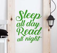 Muursticker tekst Sleep all day Read all night - thumbnail