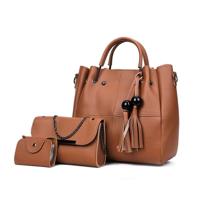 3 in 1 casual PU schoudertas dames handtas messengertas met beer kwast