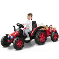 12V Tractor Kindertractor met Afneembare Aanhanger 151 x 68 x 70 cm Rood