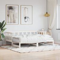 Slaapbank met onderschuifbed 90x190 cm massief grenenhout wit