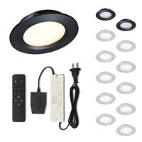Set LED-inbouwspot met afstandsbediening Modena zwart 3W dimbaar 1-12 stuks