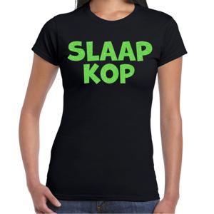 Verkleed T-shirt voor dames - slaapkop - zwart - glitter groen - themafeest