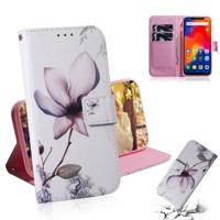Magnolia bloem patroon gekleurde tekening horizontale Flip lederen case voor Xiaomi Redmi opmerking 6/Redmi opmerking 6 Pro met houder & card slots &