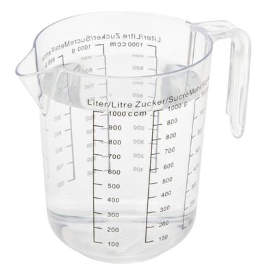 Maatbeker - 1 liter - transparant - kunststof - 13 x 15 cm Maatbeker - 1 liter - transparant - kunststof - 13 x 15 cm