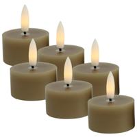 Countryfield LED theelichtjes/waxinelichtjes - 6x st - beige - D4 x H5,2 cm - met timer