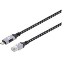 Manhattan 394826 tussenstuk voor kabels RJ-45 USB-C Zwart, Zilver