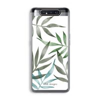 Tropical watercolor leaves: Samsung Galaxy A80 Transparant Hoesje