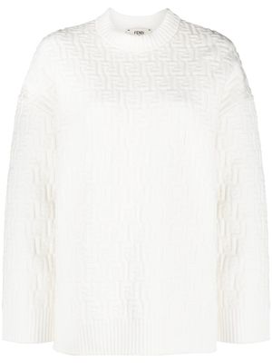 FENDI pull à motif monogrammé - Blanc