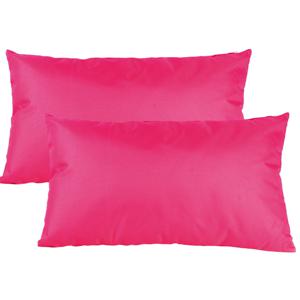 Buiten of tuin sier kussens - 2x - fuchsia roze - 30 x 50 cm - binnen/buiten - tuinbank