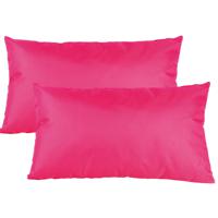 Buiten of tuin sier kussens - 2x - fuchsia roze - 30 x 50 cm - binnen/buiten - tuinbank - thumbnail