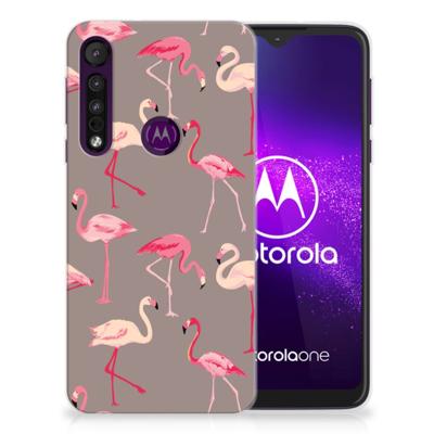 Motorola One Macro | TPU Hoesje | Flamingo