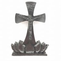 Bloem met Jezus aan kruis beeldje Zwart - Spirituele beelden - Spiritueelboek.nl