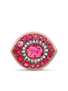 Pragnell Vintage bague Art Deco en or rose 18ct ornée de rubis et diamants